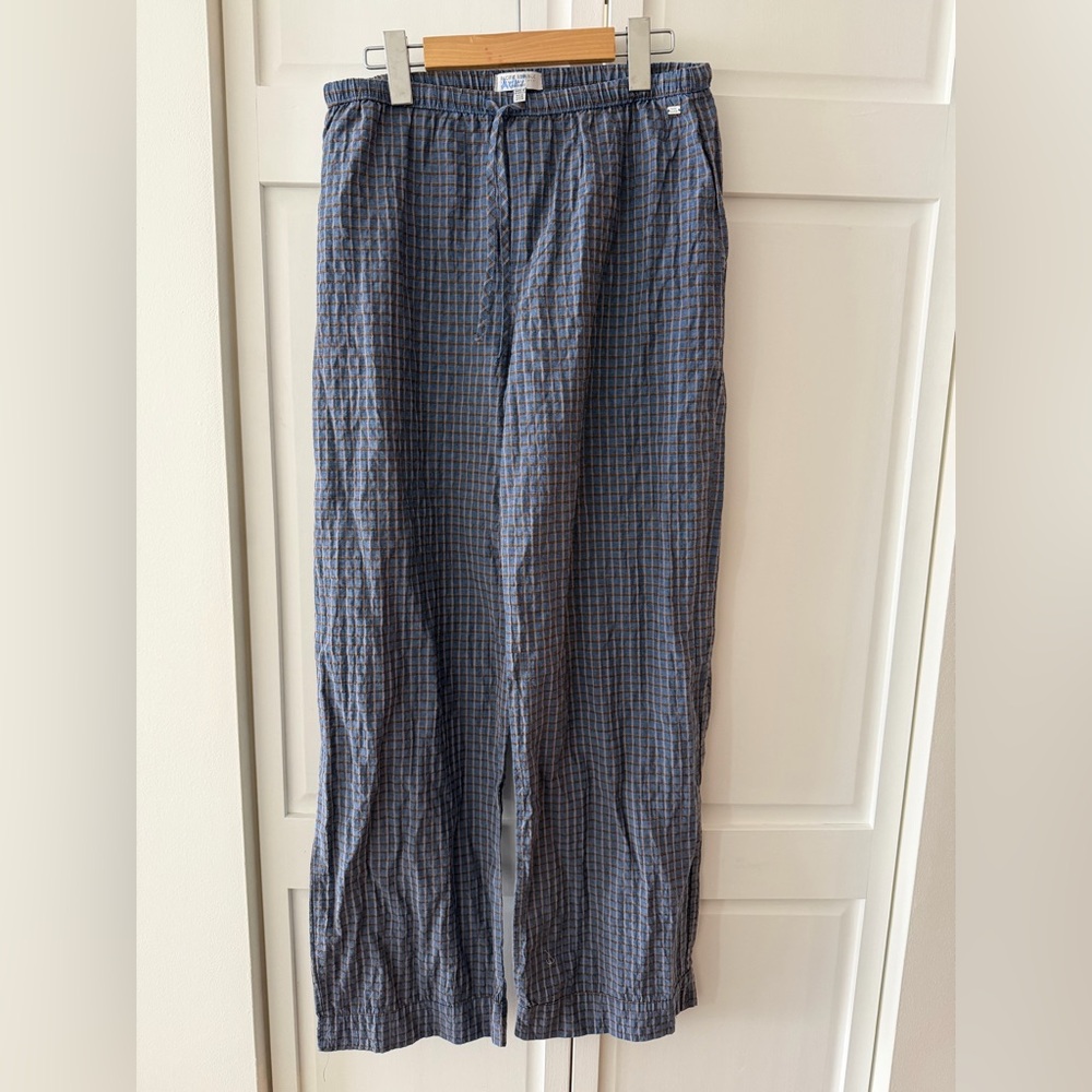 Pacific Republic Cotton Lounge Pants M Blue Plaid Drawstring